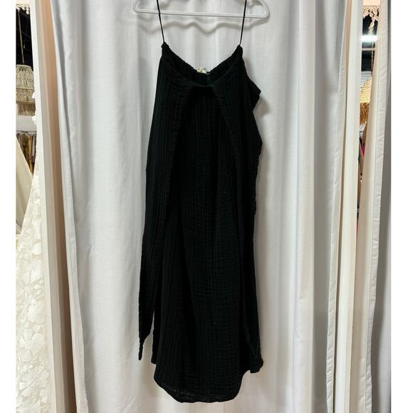 NWT Elan Gauze Sleeveless Halter Neck Midi Dress Charcoal Black Women's Size M - Picture 2 of 11